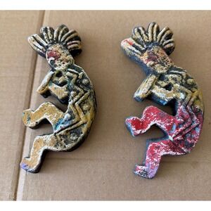 Vintage Southwestern Kokopelli Chalkware Wall Decor Set Flute Player Rustic